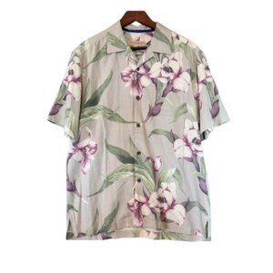 Gently Worn Floral TOMMY BAHAMA Button Silk Shirt Size M (BB0707)